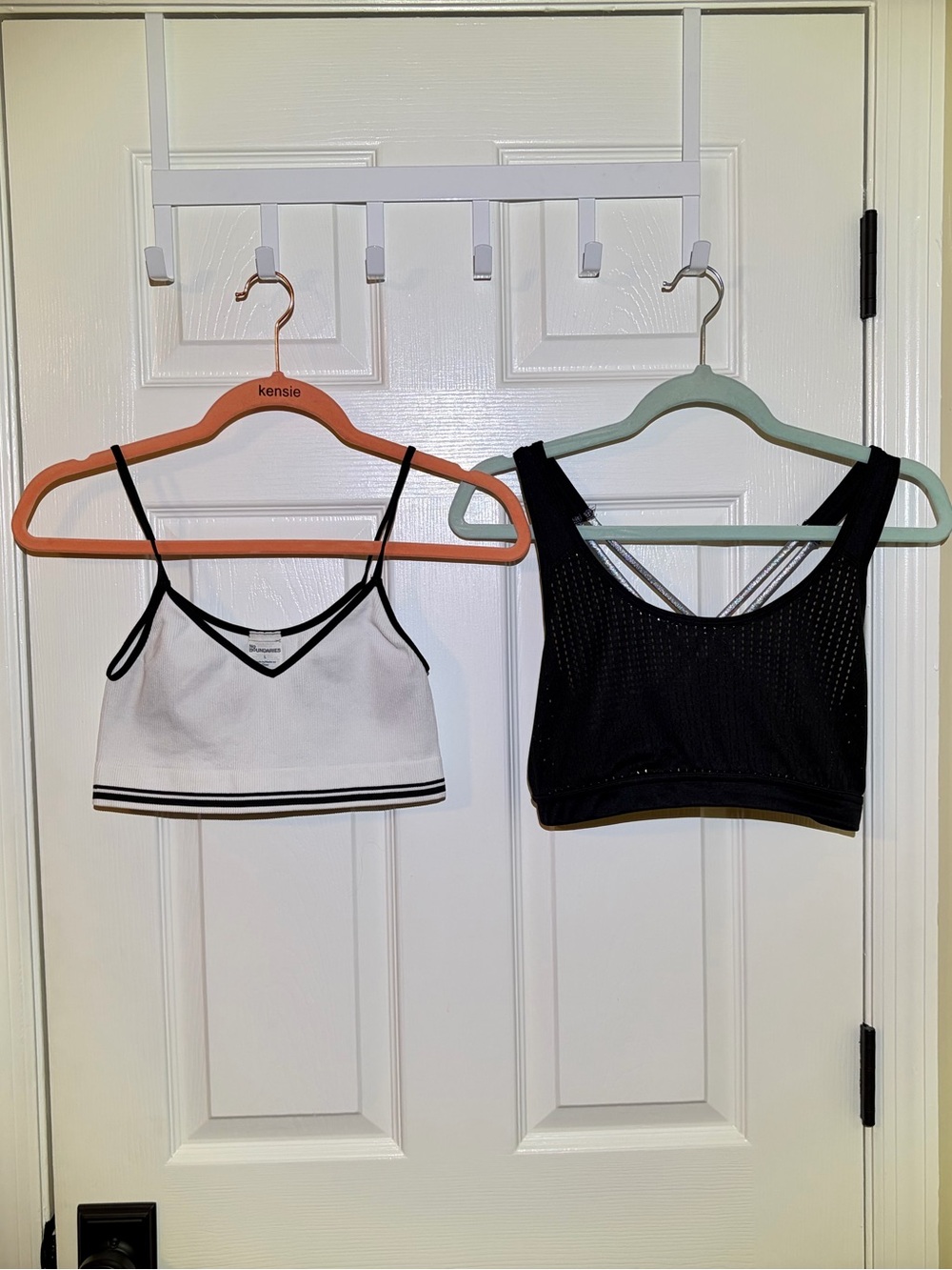 Bundle of 2 Sports Bralettes in Black With Mesh & White Reversible.  Large